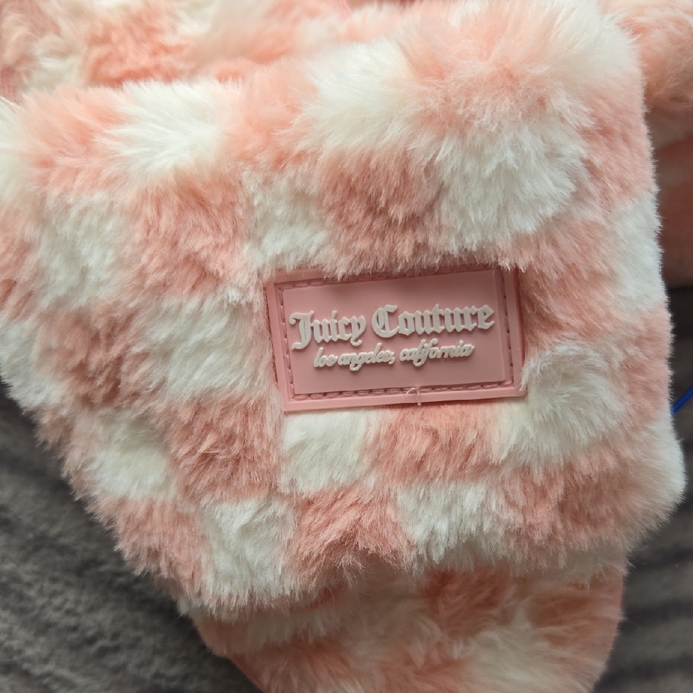 Juicy Couture Checkered Pink and White Slippers SIZE XL 11 ππ - Picture 4 of 9